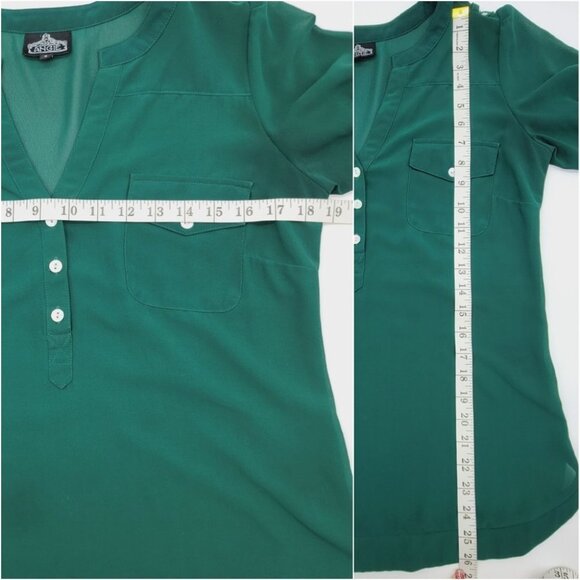Angie Womens Sheer Tunic Blouse Small Green Career Ethereal Layer Goblin… - Picture 16 of 16